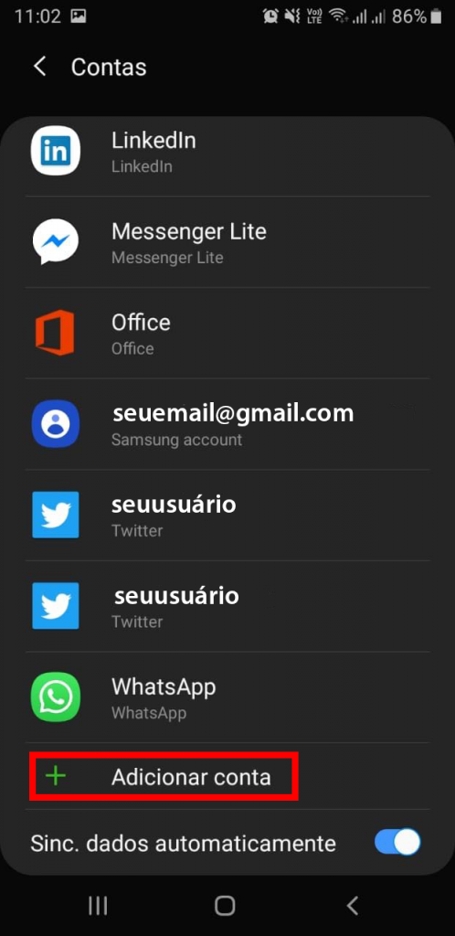 Como configurar o E-mail 360 no Android